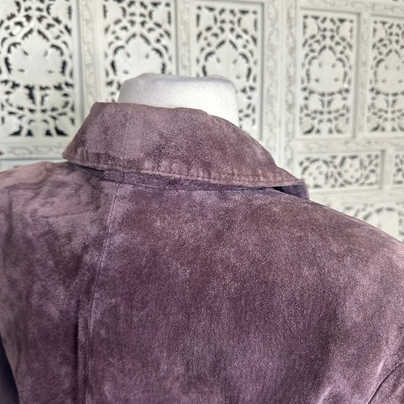 Vtg Lord & Taylor Dusty Purple Pig Suede Leather Oversized Open Blazer Jacket - Picture 8 of 10